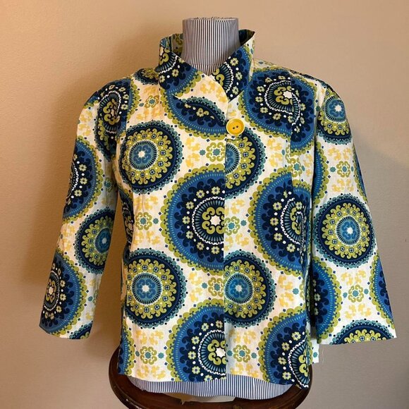Beautiful Handmade Medallion Retro Bold Jacket Top High Collar Blouse - Picture 1 of 7
